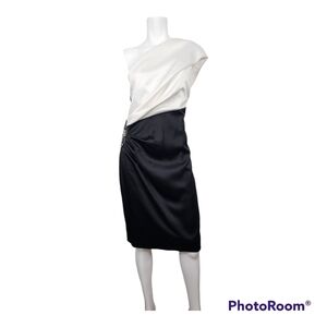 Jessica Howard One shoulder Cocktail Black & White Dress Size 12